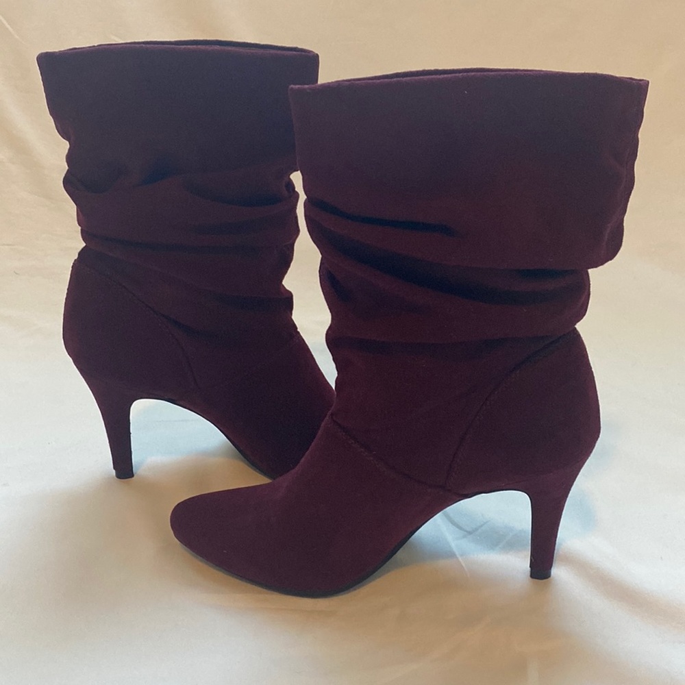 Maroon Suede Ruched Boots Style and Co